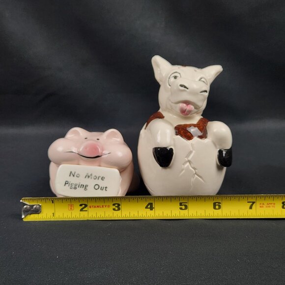 Pig & Cow Salt & Pepper Shakers "No More Pigging Out" Novelty VNTG  READ - Picture 12 of 12